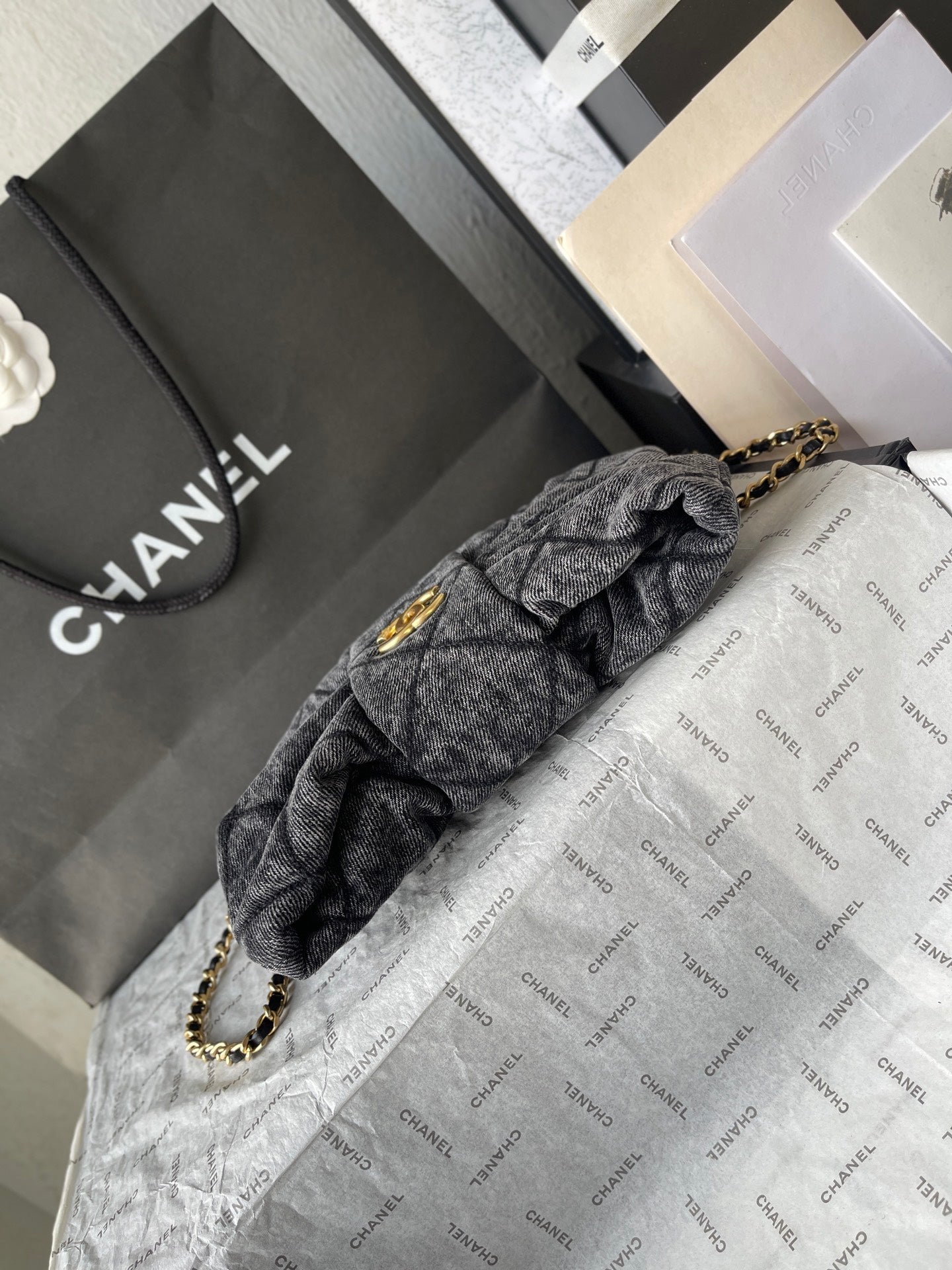 Chanel 25K Denim  Bow AS5849