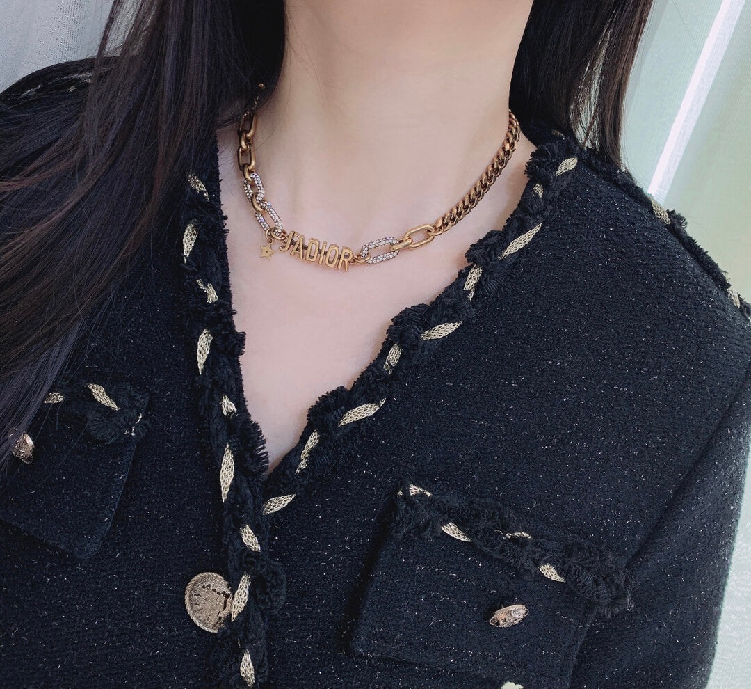 dior new letter vintage versatile personalized necklace celebrity collar chain xl13168a23