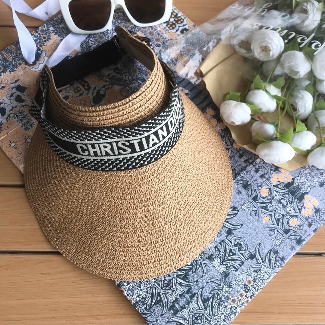 dior sunscreen versatile ribbon hollow top straw hat mz13168a4