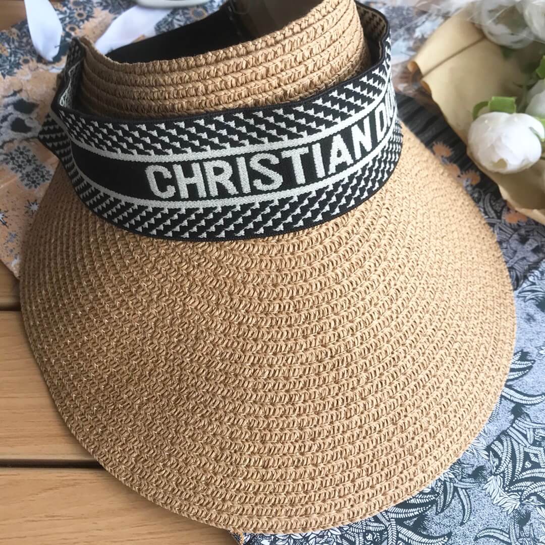dior sunscreen versatile ribbon hollow top straw hat mz13168a4