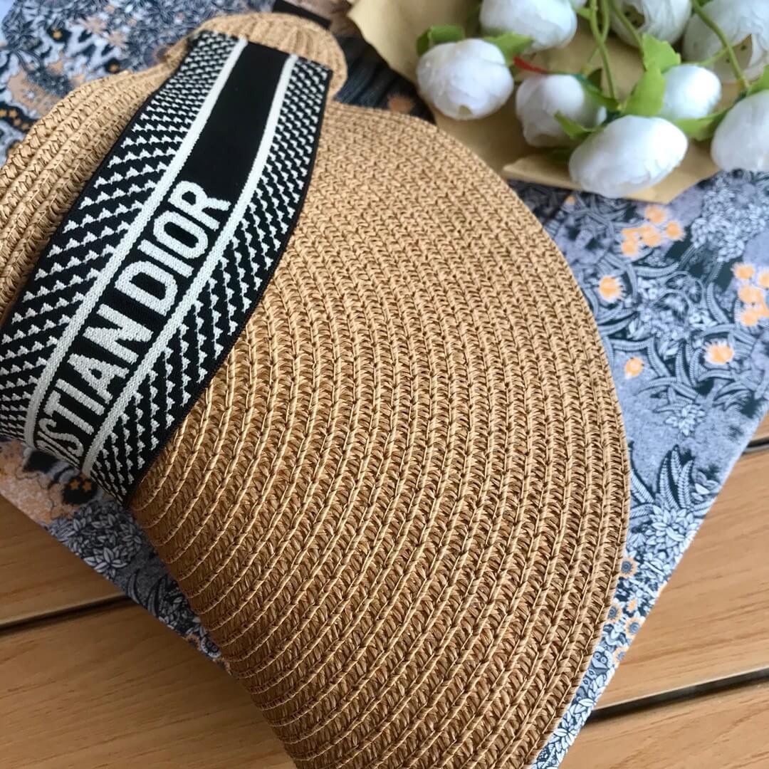 dior sunscreen versatile ribbon hollow top straw hat mz13168a4