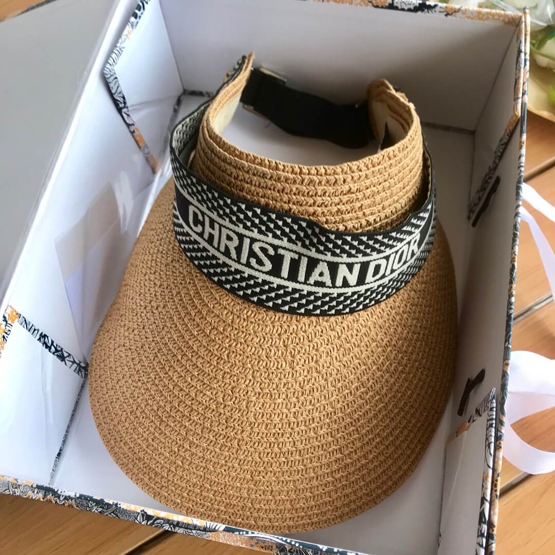 dior sunscreen versatile ribbon hollow top straw hat mz13168a4