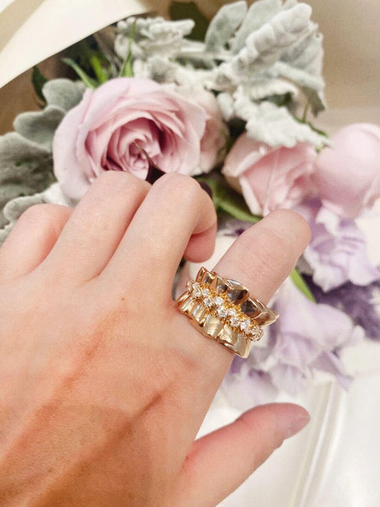 dior vintage light luxury full diamond corolla ring jz13168a11