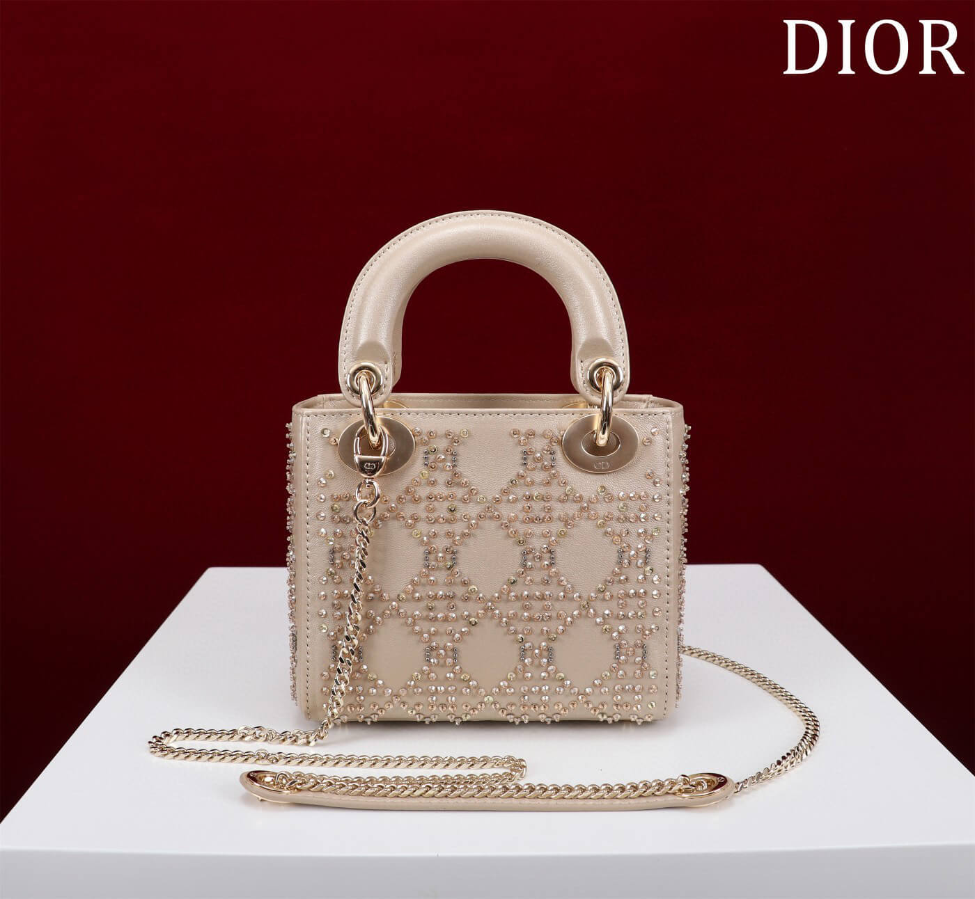 Dio Mini lady bag 17cm gold with diamond 44531