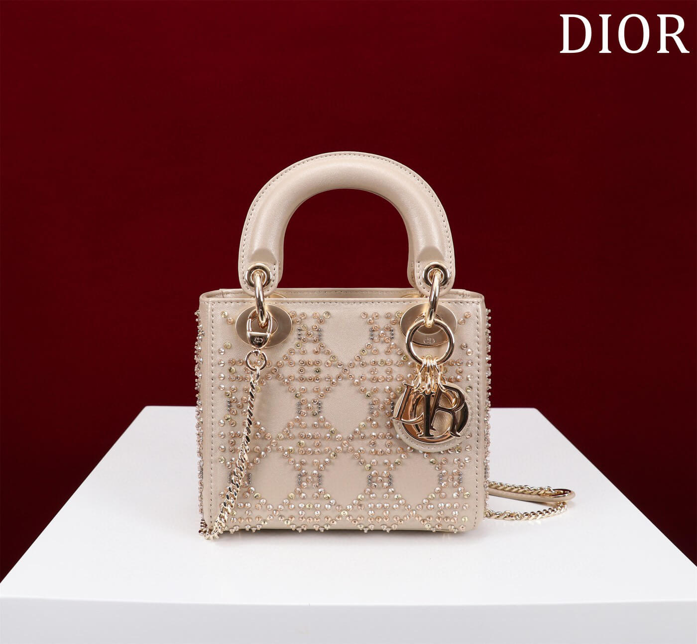 Dio Mini lady bag 17cm gold with diamond 44531