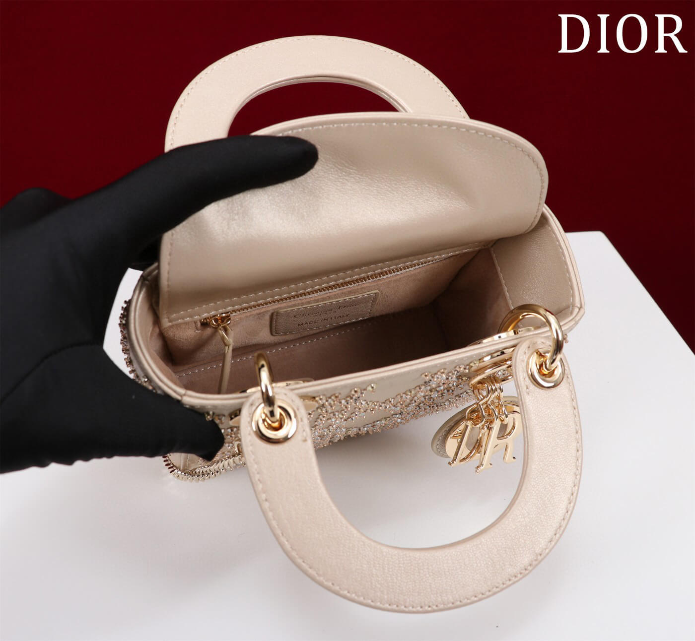 Dio Mini lady bag 17cm gold with diamond 44531