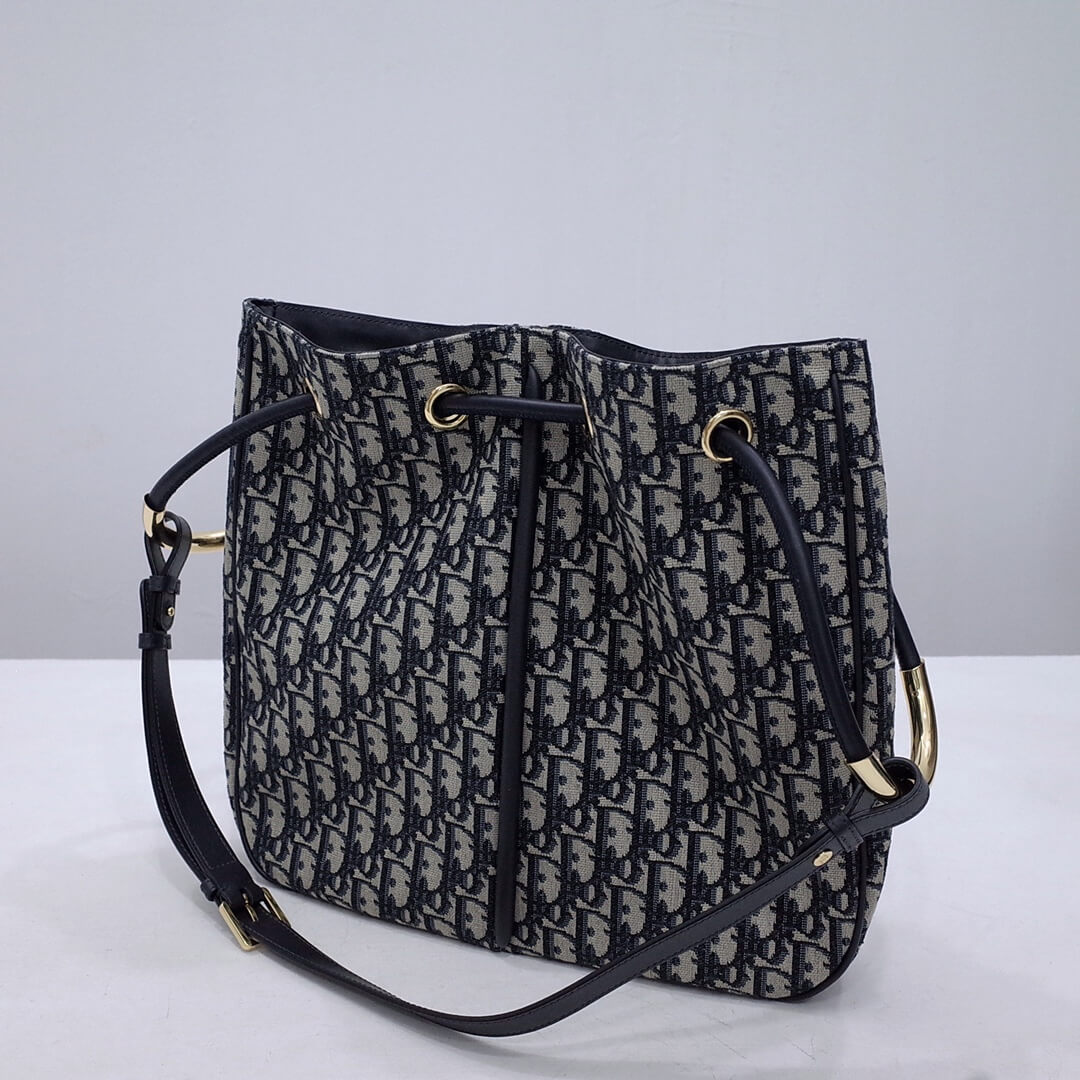 dior nolita leather shoulder bag 2312 black monogram large size 34cm