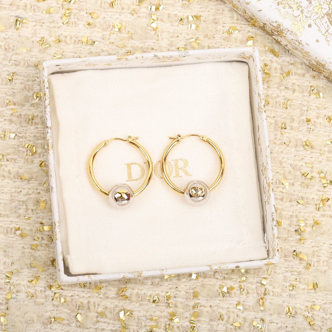 diors new versatile silver ball gold earrings ins elegant and advanced style eh13168a9