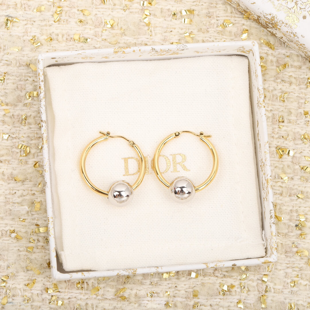 diors new versatile silver ball gold earrings ins elegant and advanced style eh13168a9