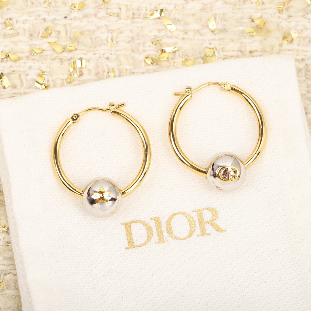 diors new versatile silver ball gold earrings ins elegant and advanced style eh13168a9