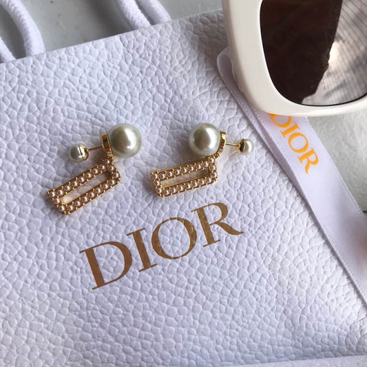 diors popular front and rear bead style earrings french high end eh13168a47