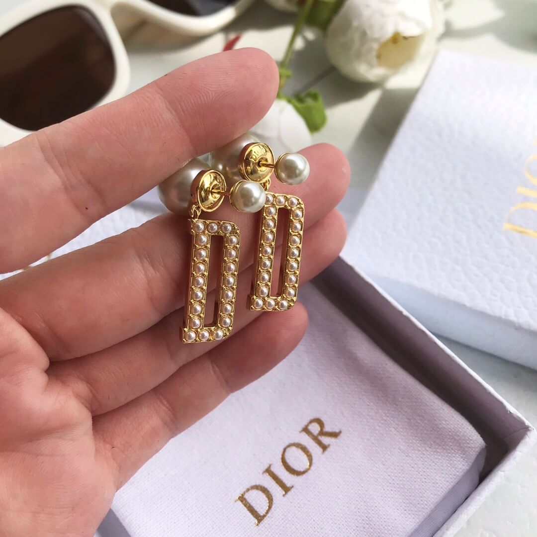 diors popular front and rear bead style earrings french high end eh13168a47