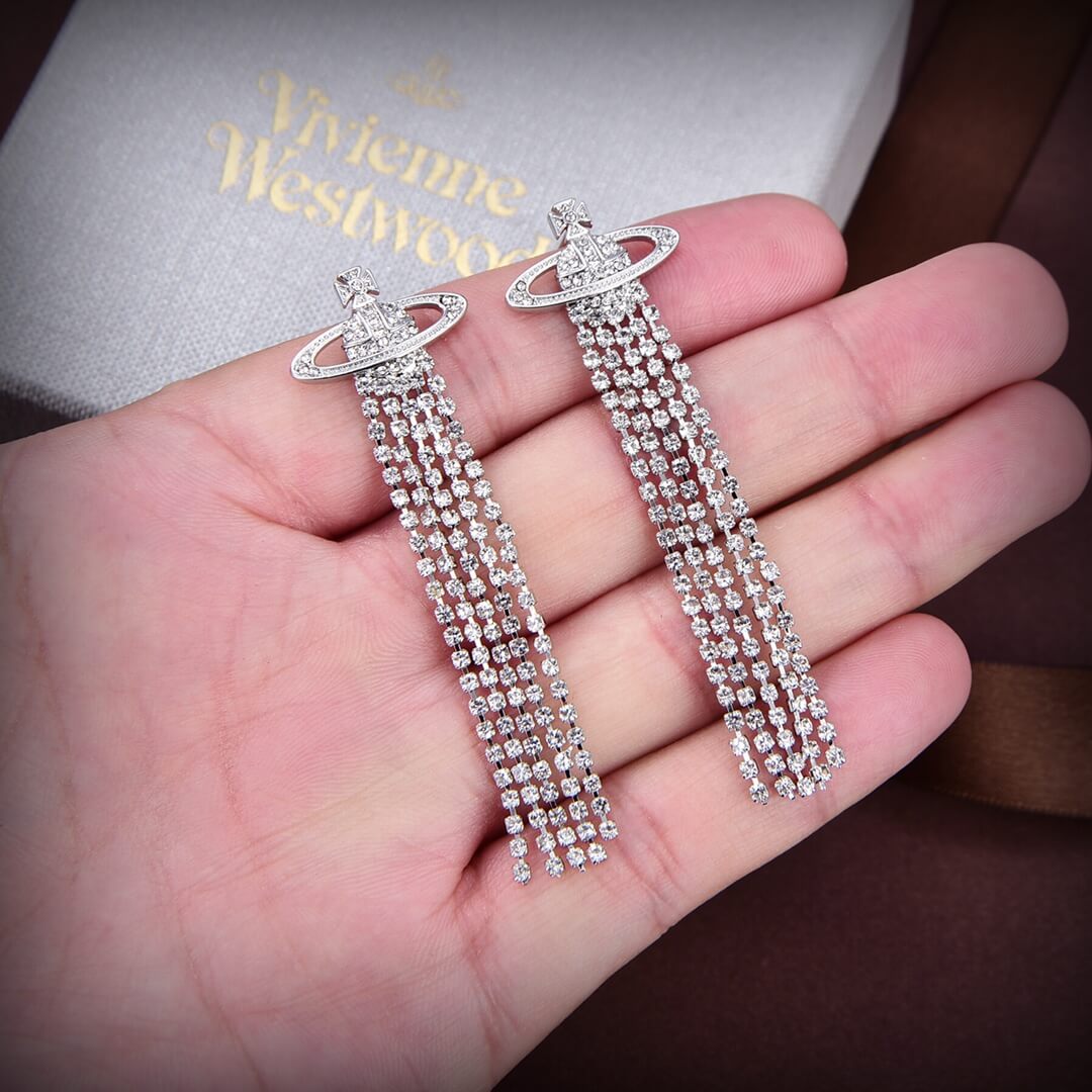 european and american full diamond saturn tassel long fashion trendy earrings eh13168a46