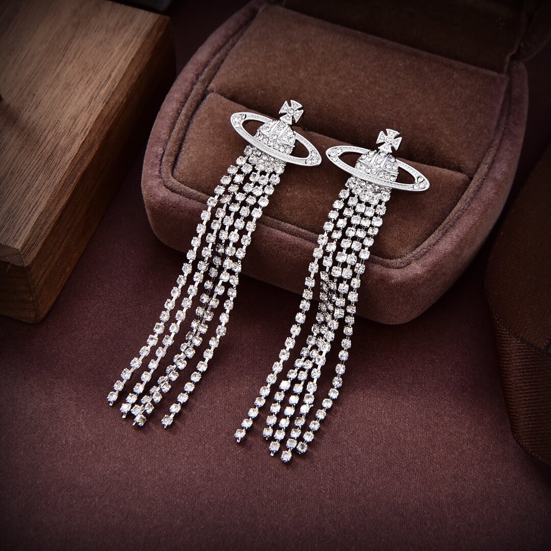 european and american full diamond saturn tassel long fashion trendy earrings eh13168a46