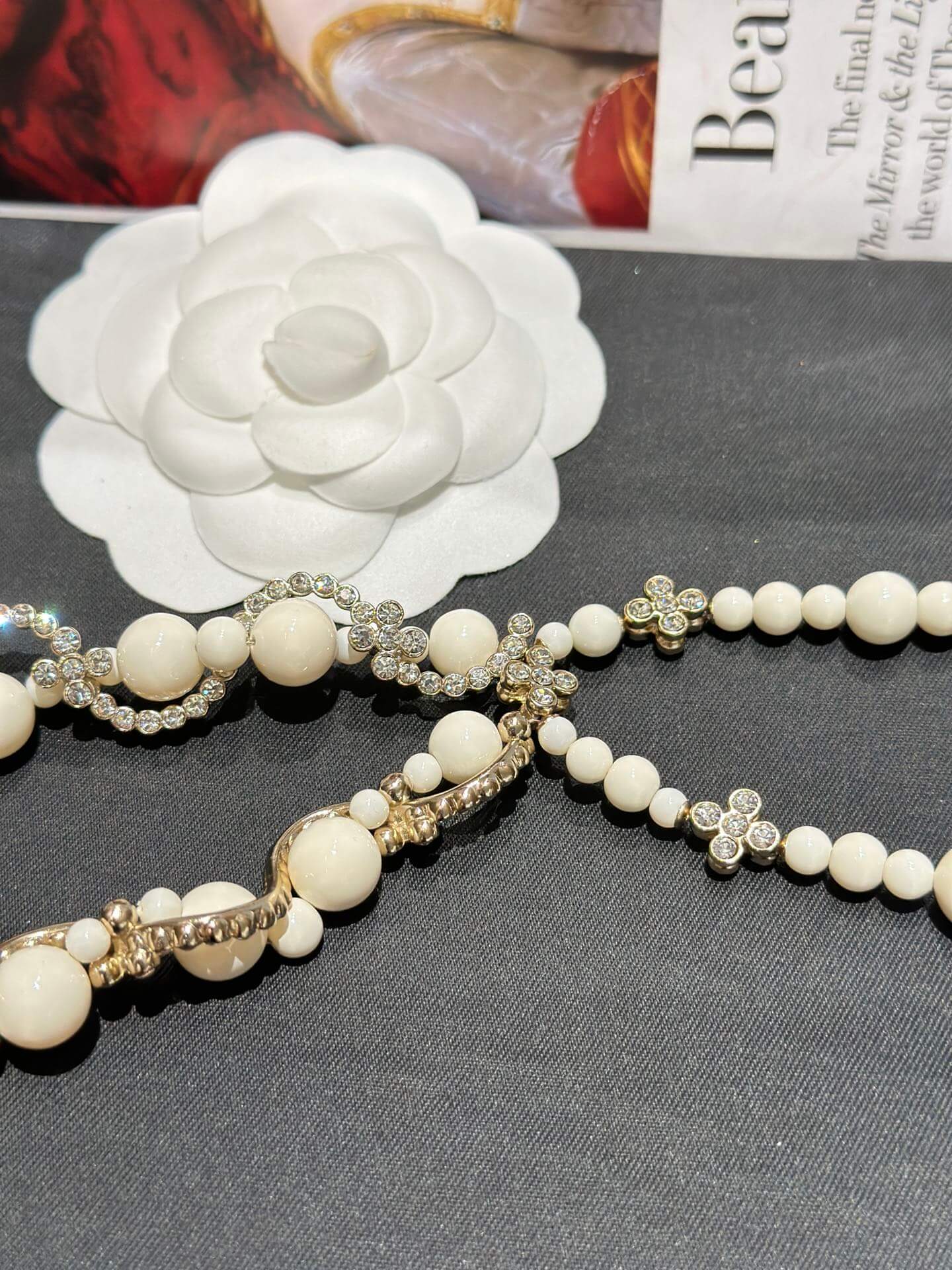 european and american style cross white bead diamond necklace xlc17