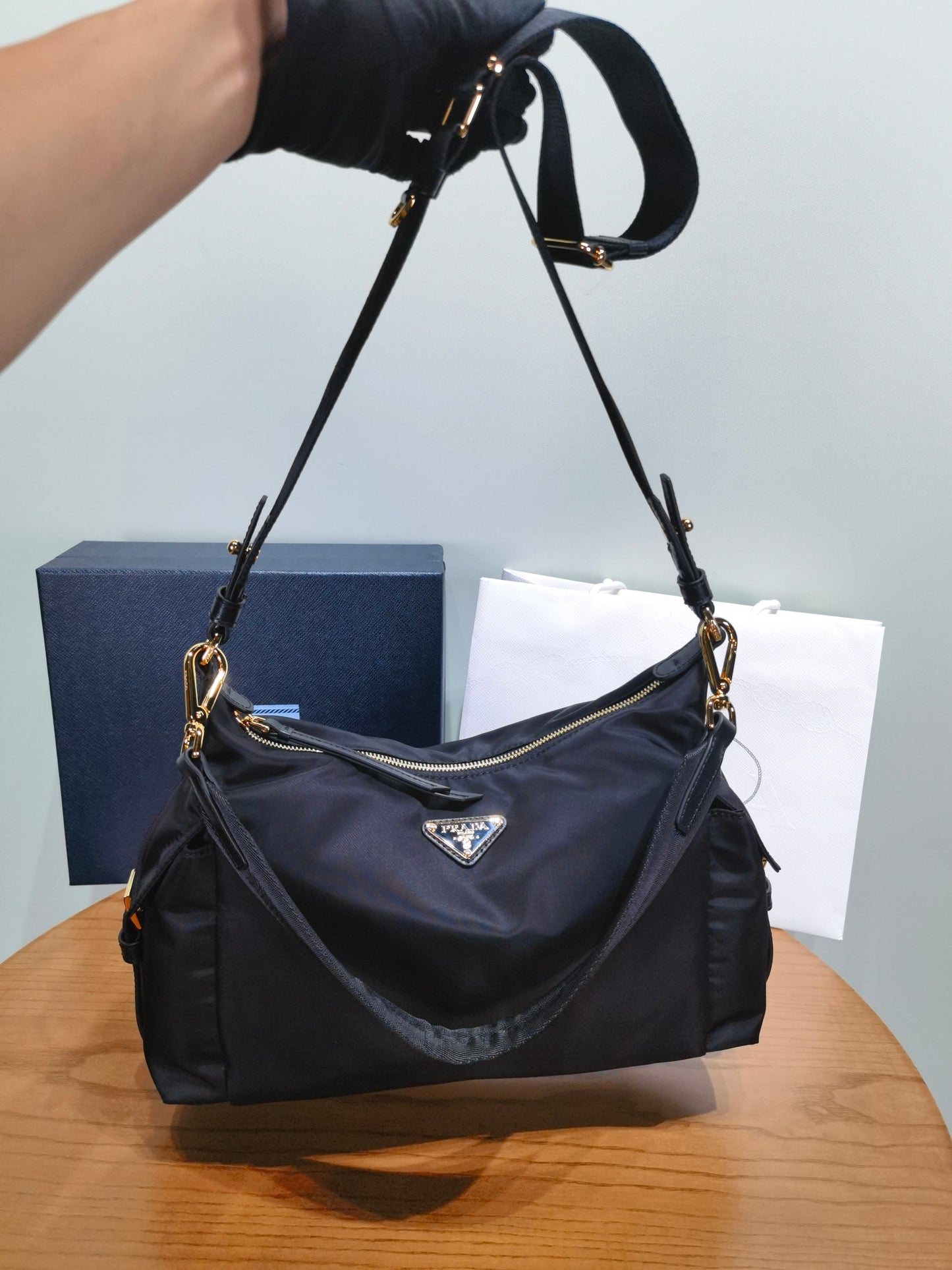 PRADA Explore Reusable Nylon Crossbody Bag Single Shoulder Bag 1BC264 Black