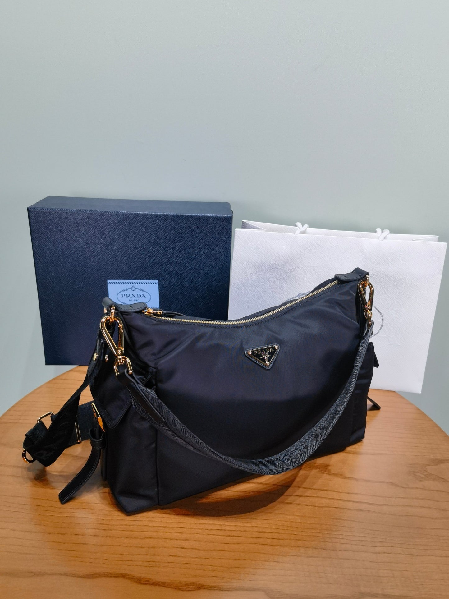 PRADA Explore Reusable Nylon Crossbody Bag Single Shoulder Bag 1BC264 Black