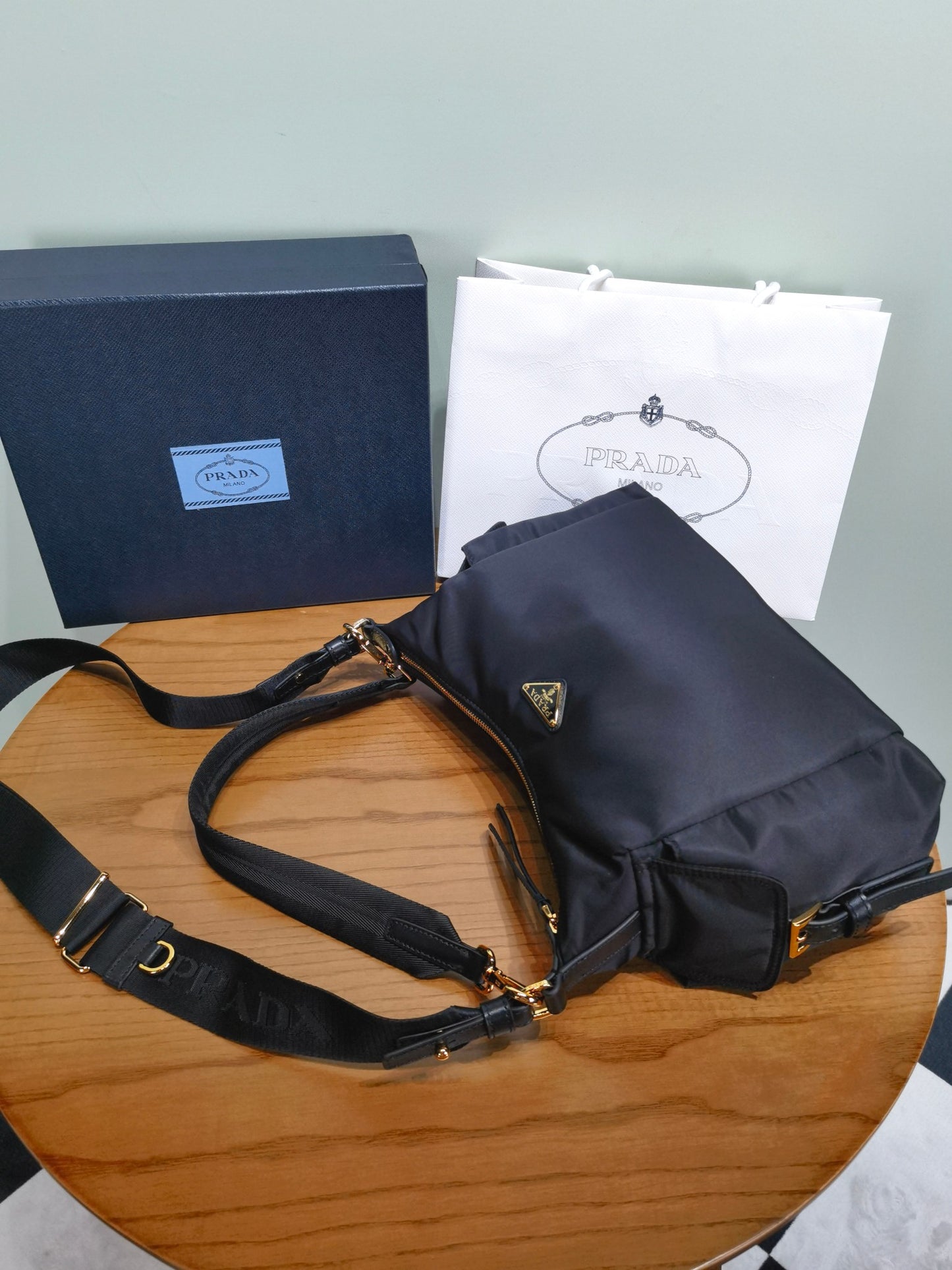 PRADA Explore Reusable Nylon Crossbody Bag Single Shoulder Bag 1BC264 Black