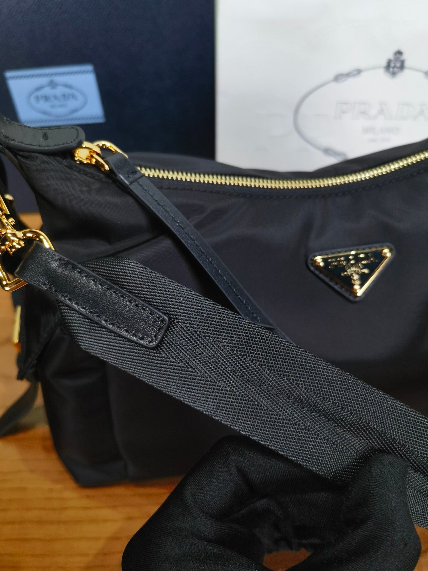 PRADA Explore Reusable Nylon Crossbody Bag Single Shoulder Bag 1BC264 Black