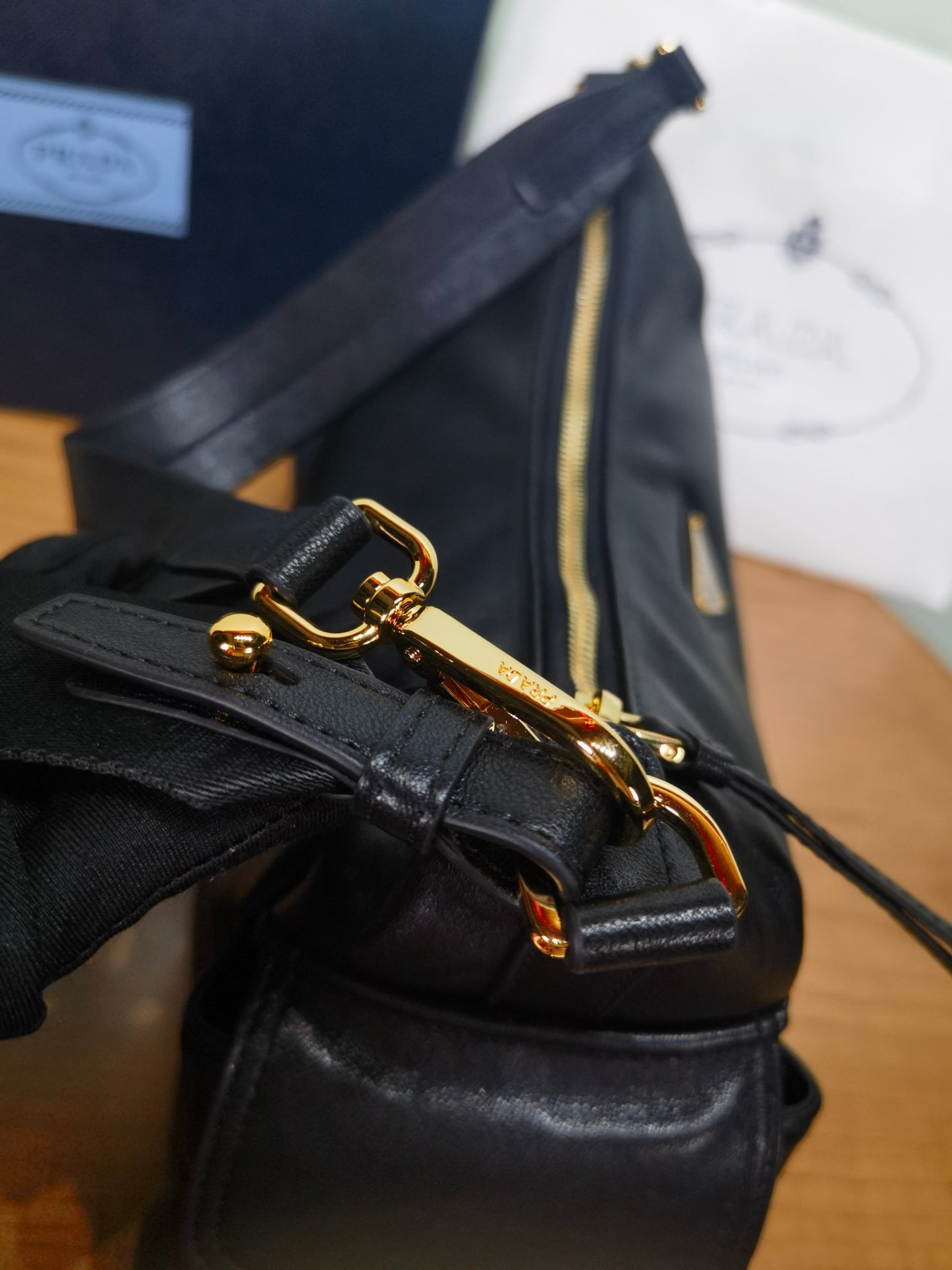 PRADA Explore sheepskin shoulder bag crossbody bag 1BC264 BLACK