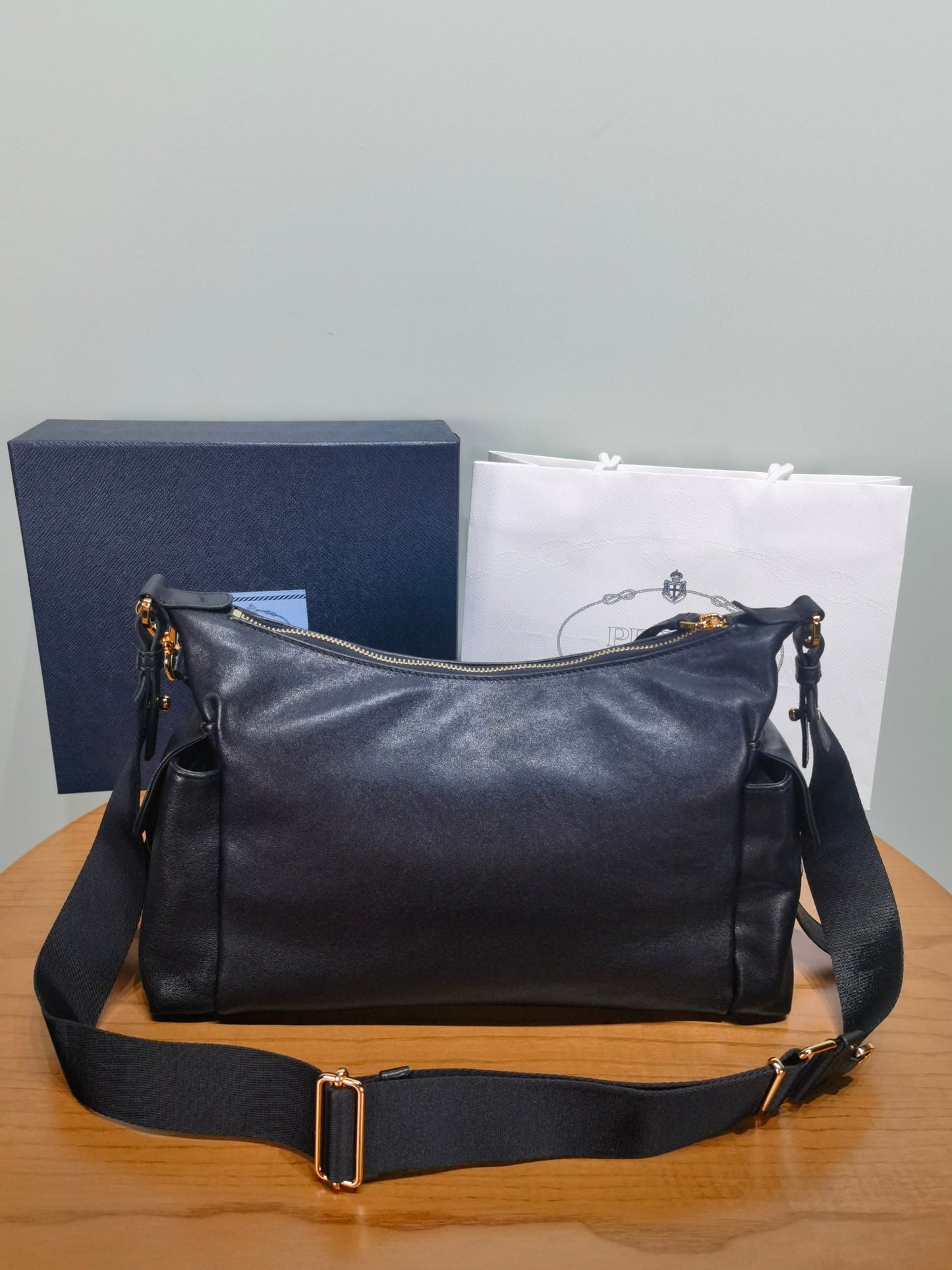 PRADA Explore sheepskin shoulder bag crossbody bag 1BC264 BLACK