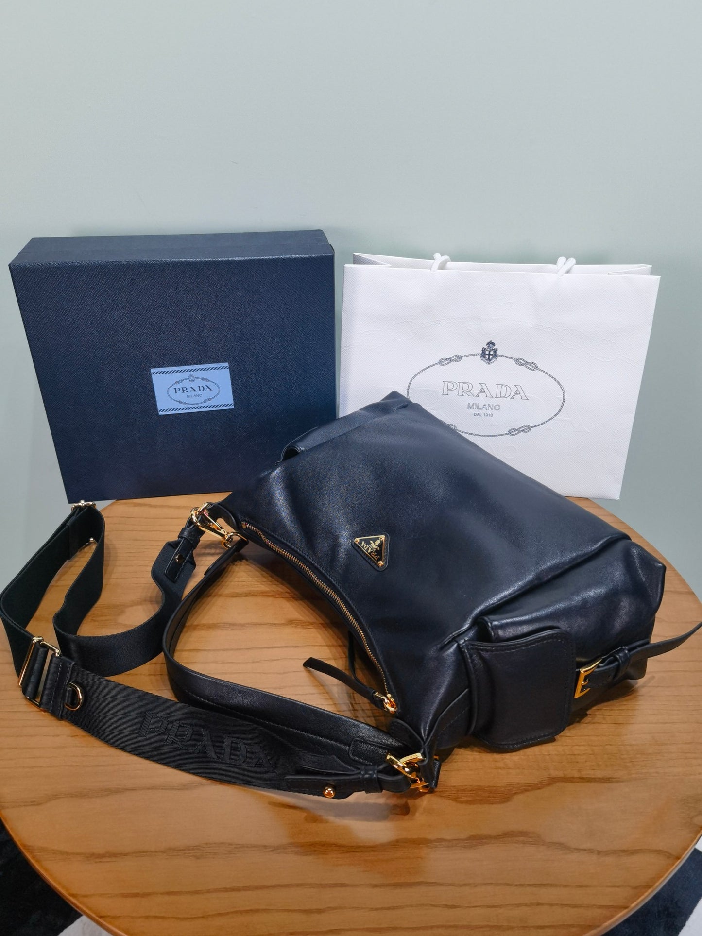 PRADA Explore sheepskin shoulder bag crossbody bag 1BC264 BLACK