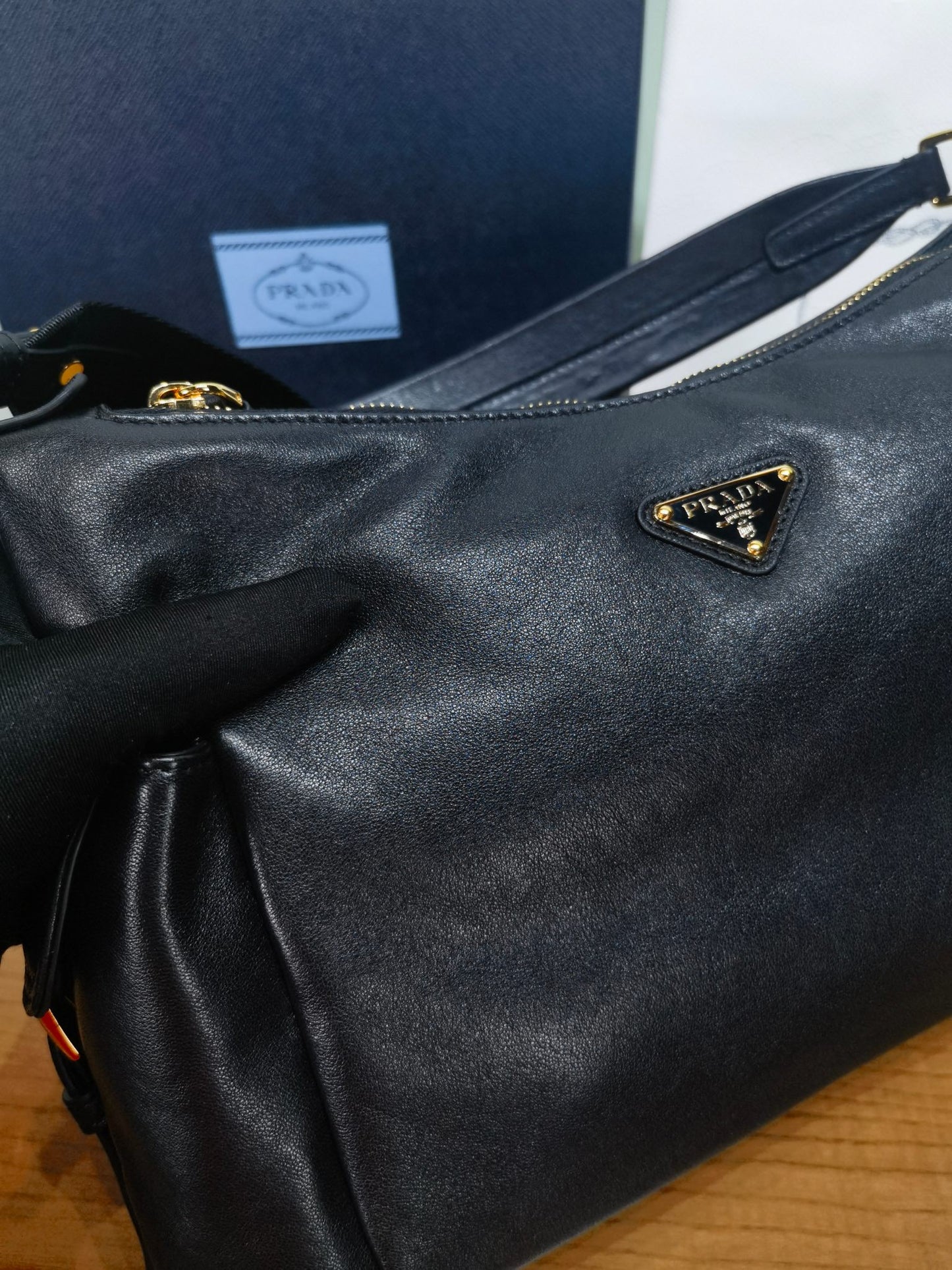 PRADA Explore sheepskin shoulder bag crossbody bag 1BC264 BLACK