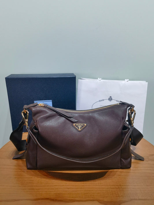 PRADA Explore sheepskin shoulder bag crossbody bag 1BC264 Dark Brown