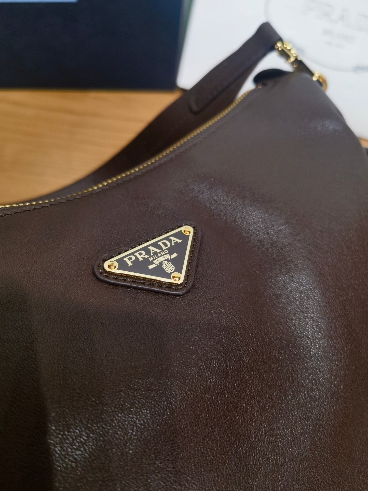 PRADA Explore sheepskin shoulder bag crossbody bag 1BC264 Dark Brown