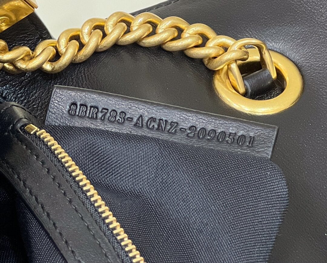 fd look baguette chain bag plain pattern leather black 70220