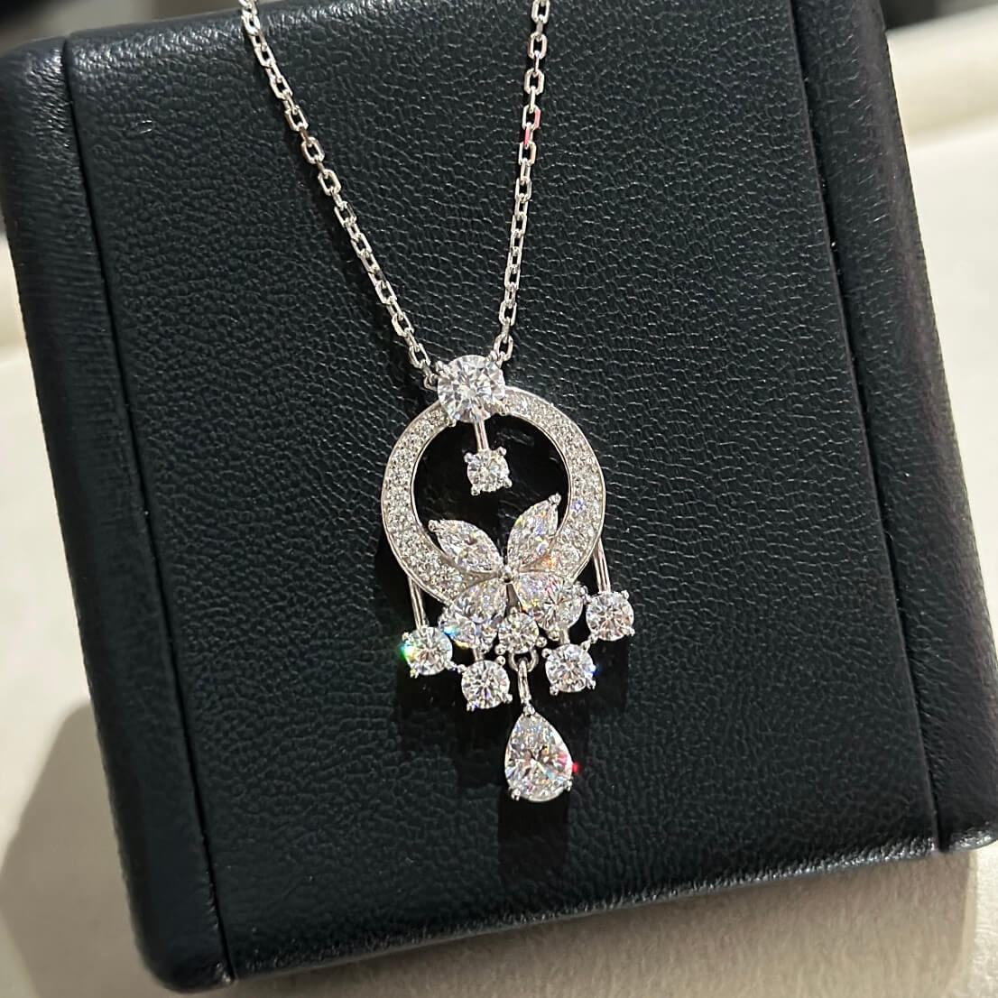 french butterfly tassel sterling silver necklace with advanced design xl13168a20