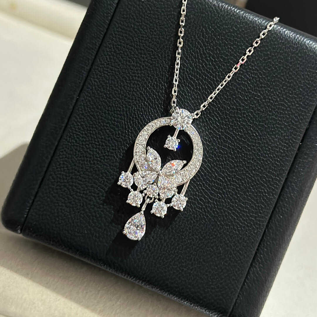 french butterfly tassel sterling silver necklace with advanced design xl13168a20