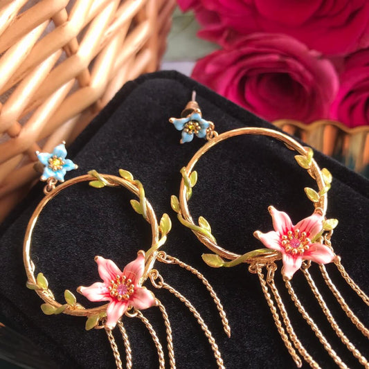 french enamel new personalized versatile circle tassel earrings eh13168a17