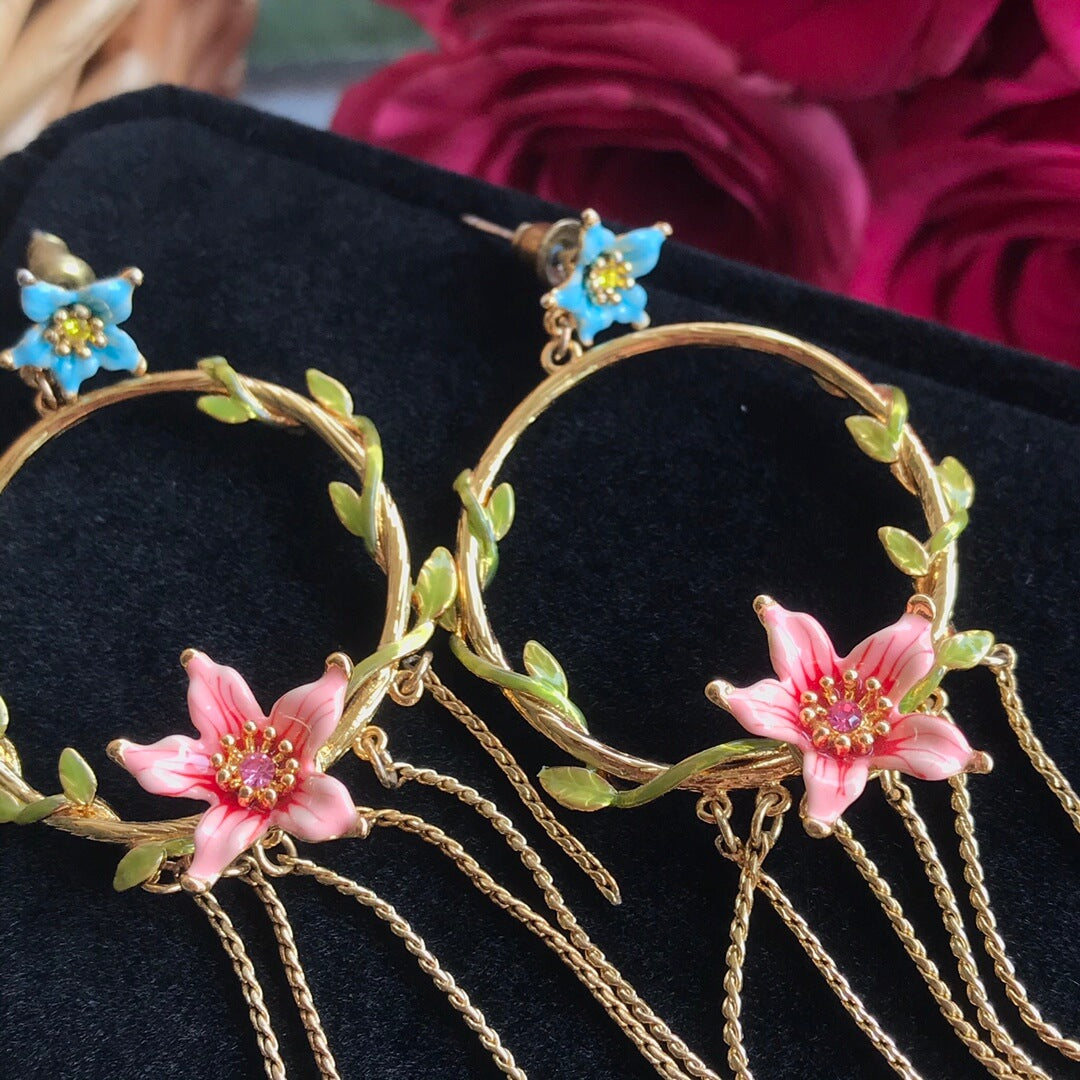 french enamel new personalized versatile circle tassel earrings eh13168a17