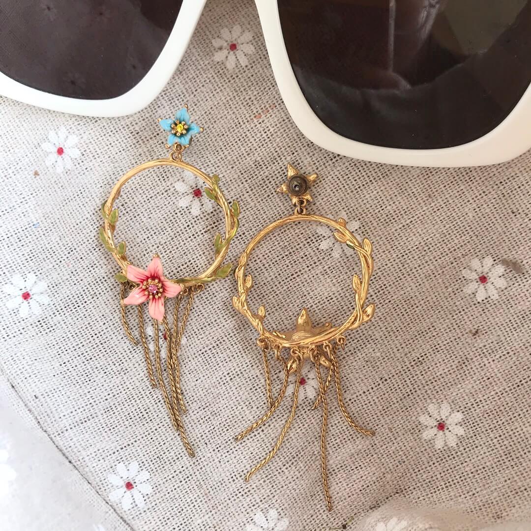 french enamel new personalized versatile circle tassel earrings eh13168a17