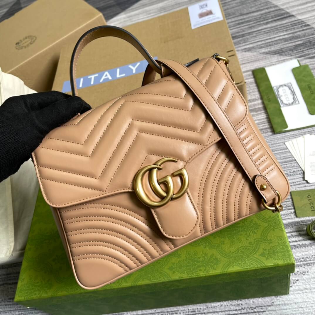 gc 547260 shoulder bag handbag leather apricot small size