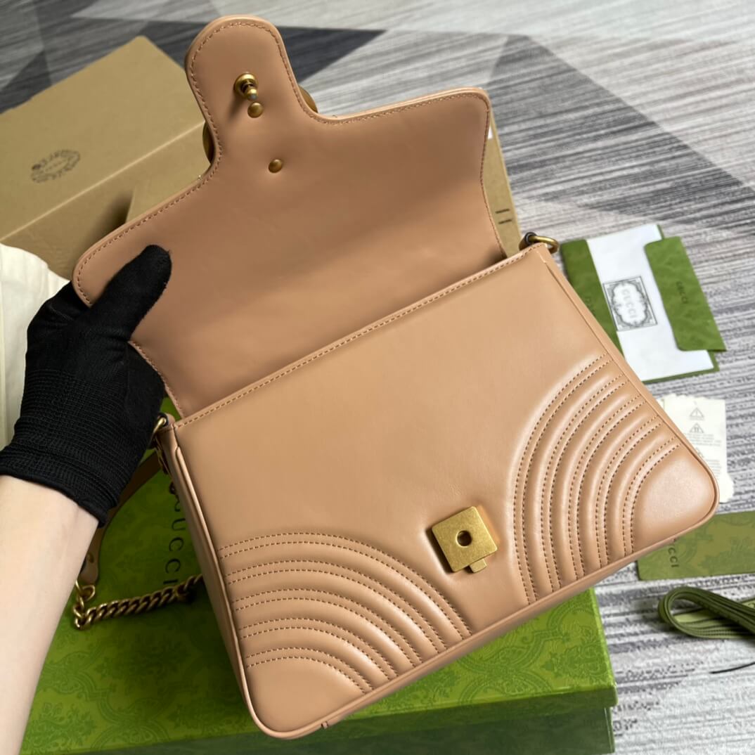 gc 498110 shoulder bag handbag leather apricot