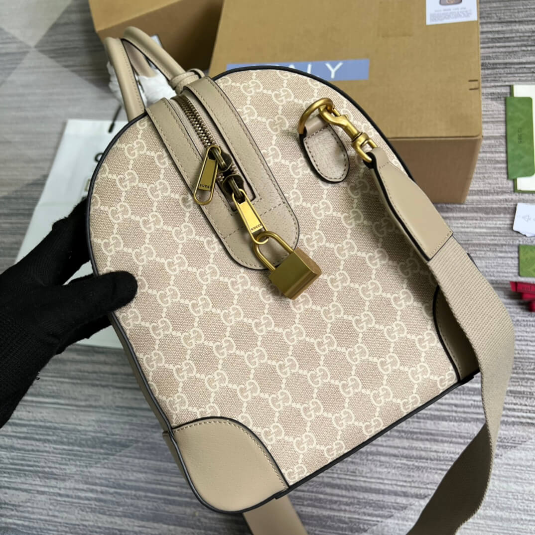 gg gc 681295 shoulder bag dirty white leather