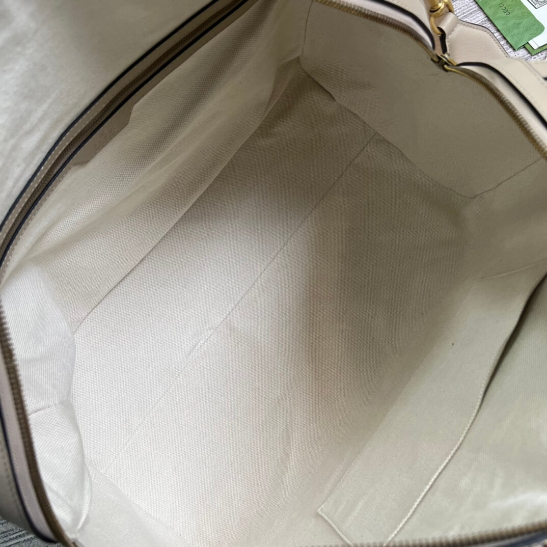 gg gc 681295 shoulder bag dirty white leather