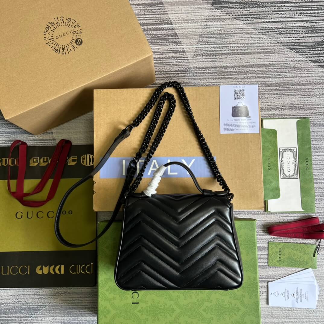 gc 702563 shoulder bag black leather black g meta