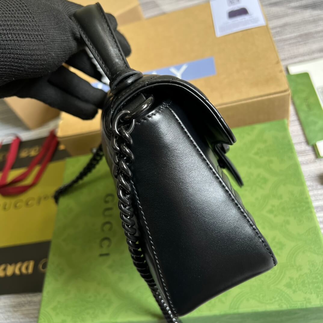 gc 702563 shoulder bag black leather black g meta