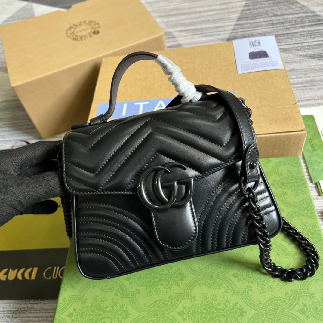 gc 702563 shoulder bag black leather black g meta