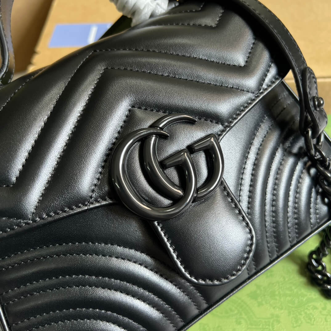 gc 702563 shoulder bag black leather black g meta