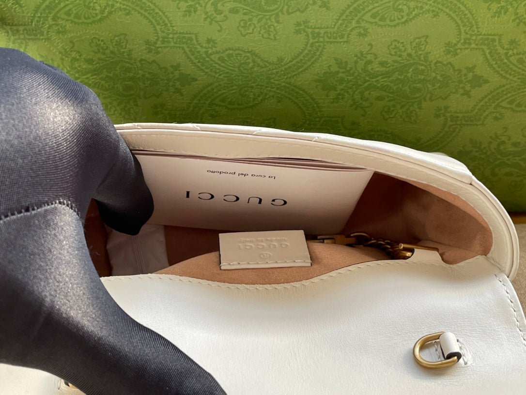 476433 white gg marmont matelasse leather super mini bag