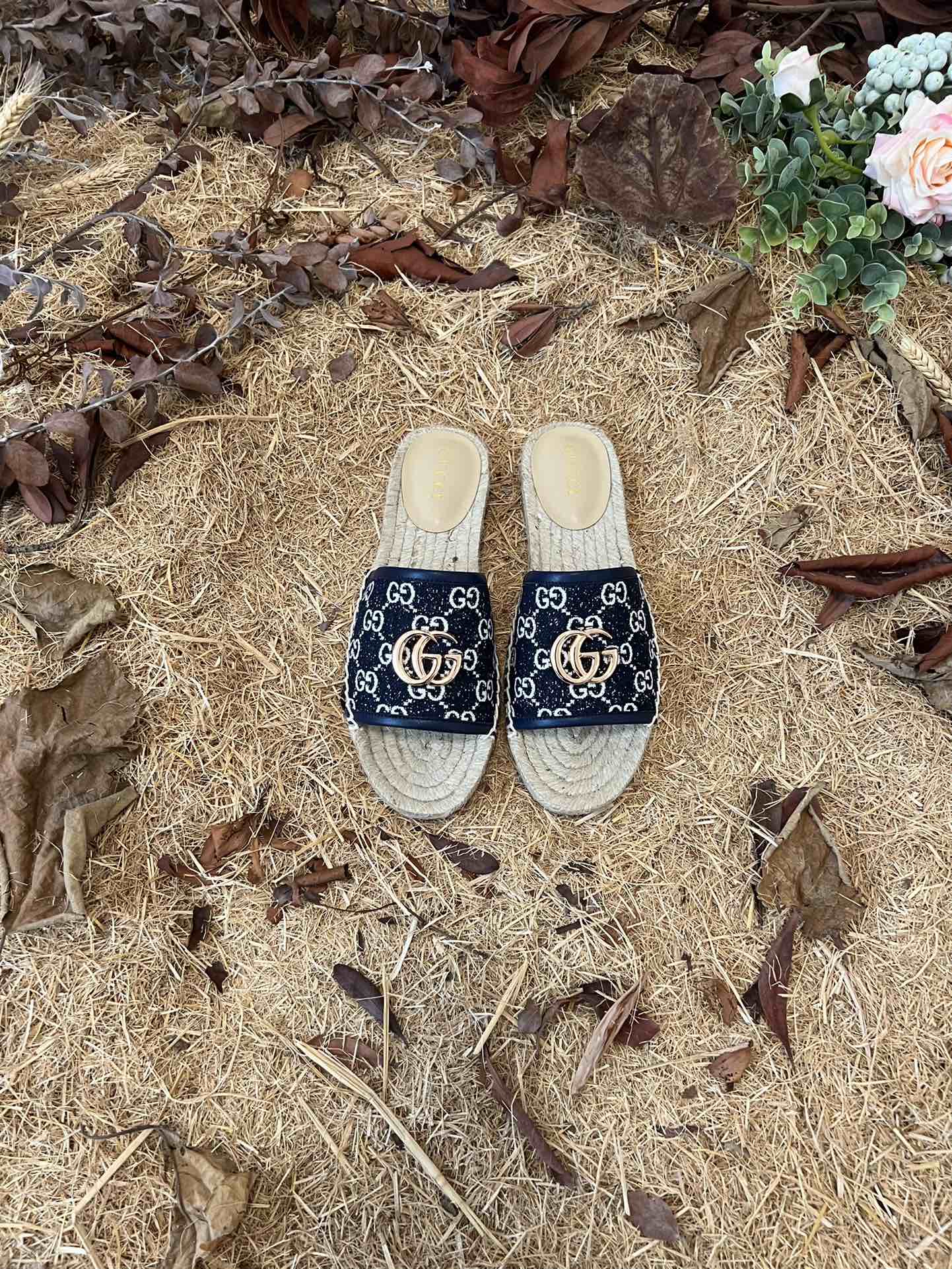 2022 new gg marmont slides slippers starboard flat canvas sandals