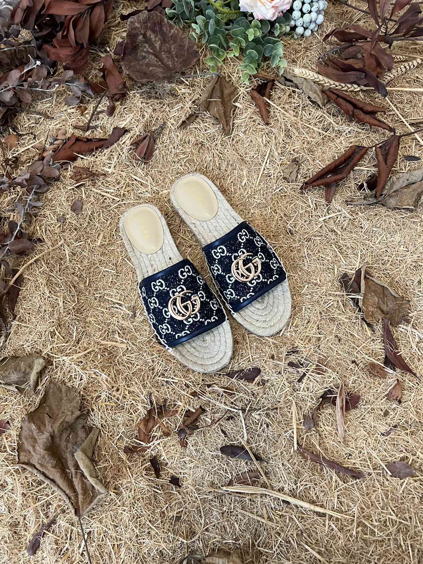 2022 new gg marmont slides slippers starboard flat canvas sandals