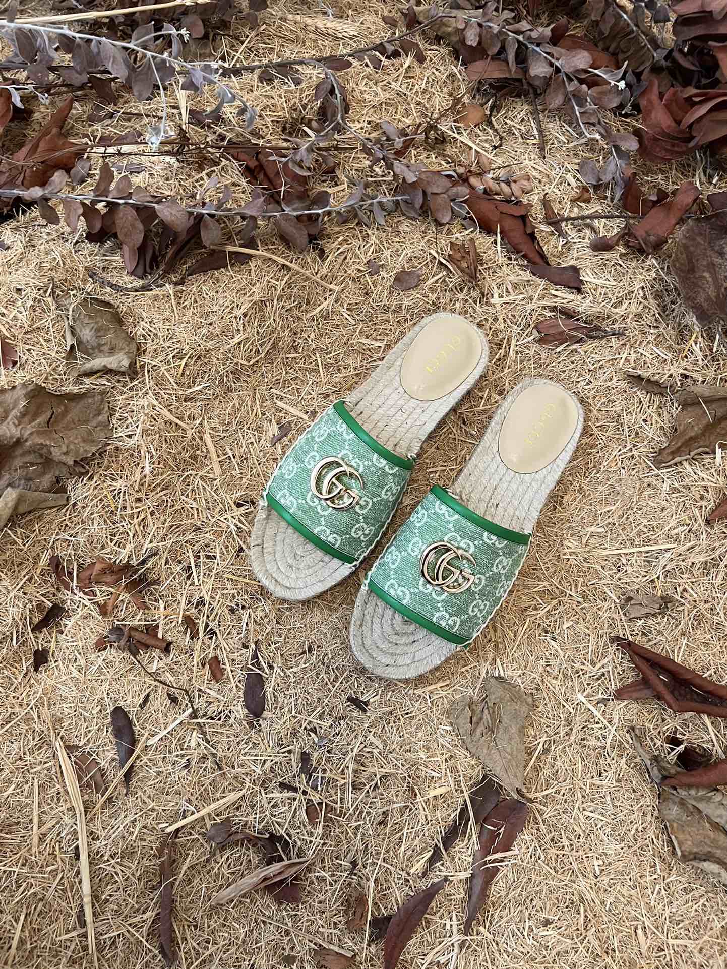 2022 new gg marmont slides slippers green starboard flat canvas sandals