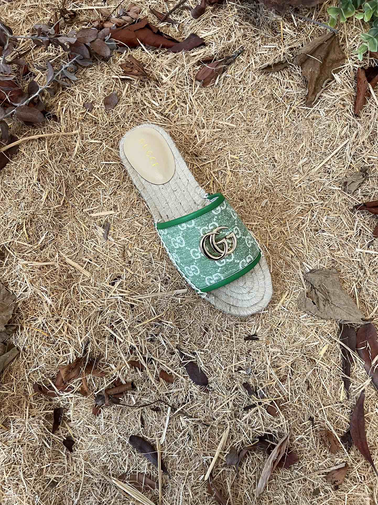 2022 new gg marmont slides slippers green starboard flat canvas sandals