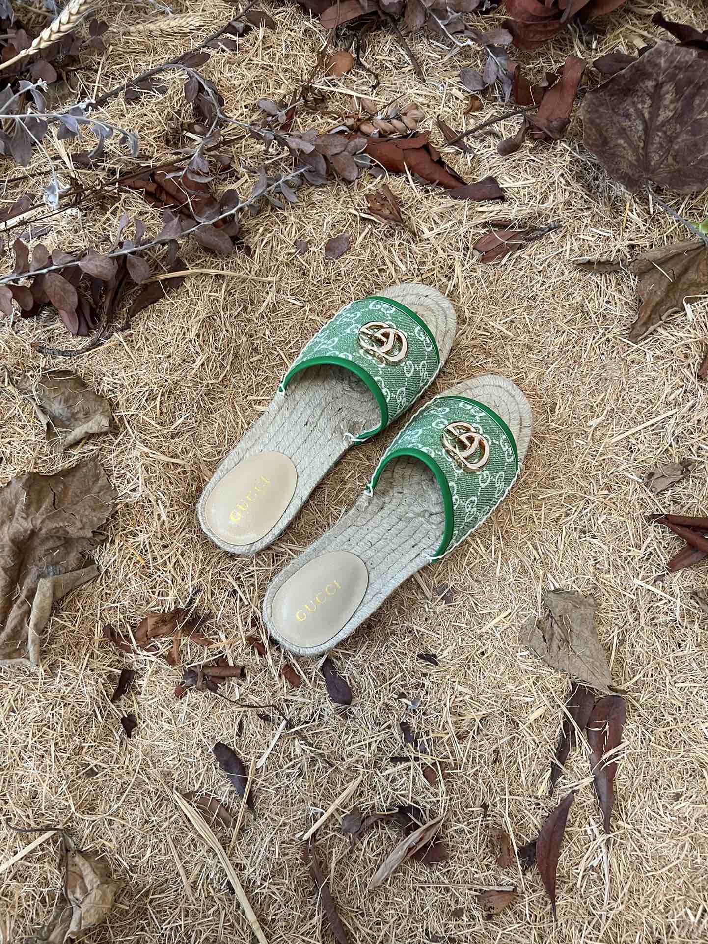 2022 new gg marmont slides slippers green starboard flat canvas sandals