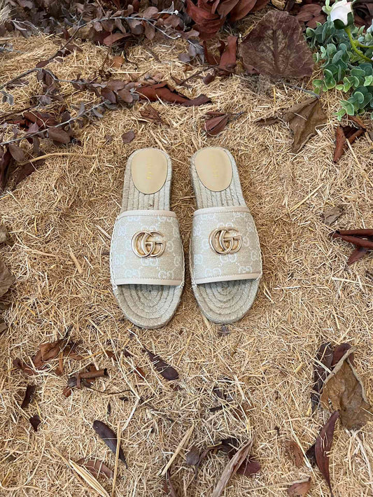 2022 new gg marmont slides slippers apricot starboard flat canvas sandals